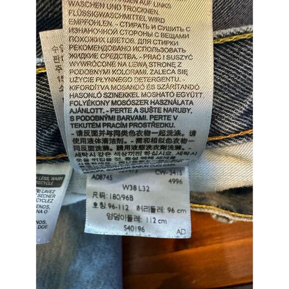 Levis 505 Regular Fit Jeans 38x32 Blue Light Wash, Distressed - Picture 3 of 9